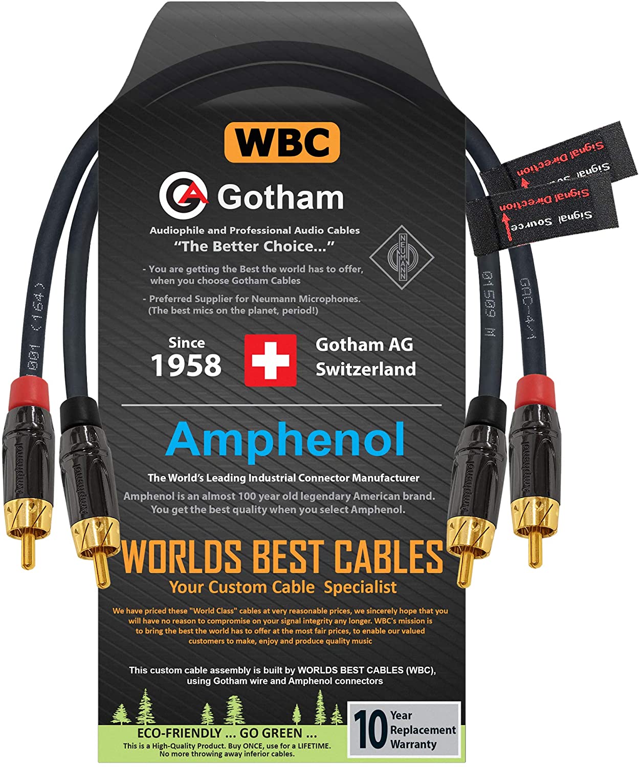 0.5 Foot RCA Cable Pair - Gotham GAC-4-1 (Black) Star-Quad Audio Interconnect Cable with Amphe...jpg