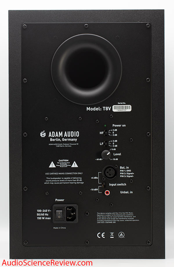 Adam T8V Active Powered Monitor Studio Speaker review back panel.jpg