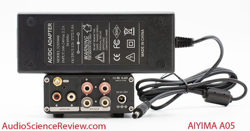 AIYIMA A05 review amplifier back panel power supply budget desktop.jpg