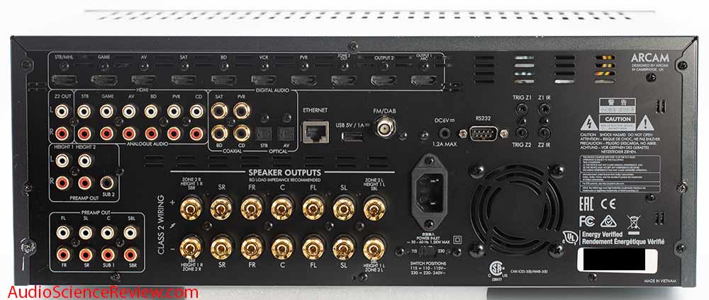 Arcam AVR850 Home Theater Receiver AVR Dolby Atmos back panel inputs outputs HDMI  Audio Review.jpg