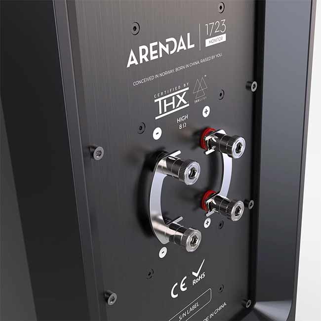 Arendal 1723 THX Monitor Speaker Home Theater binding posts back panel.jpg