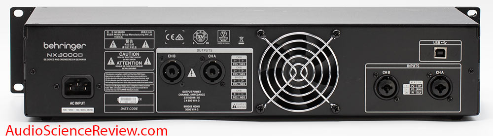 Behringer NX3000D Power Amplifier with DSP Audio Pro Back Panel Inputs and outputs Review.jpg