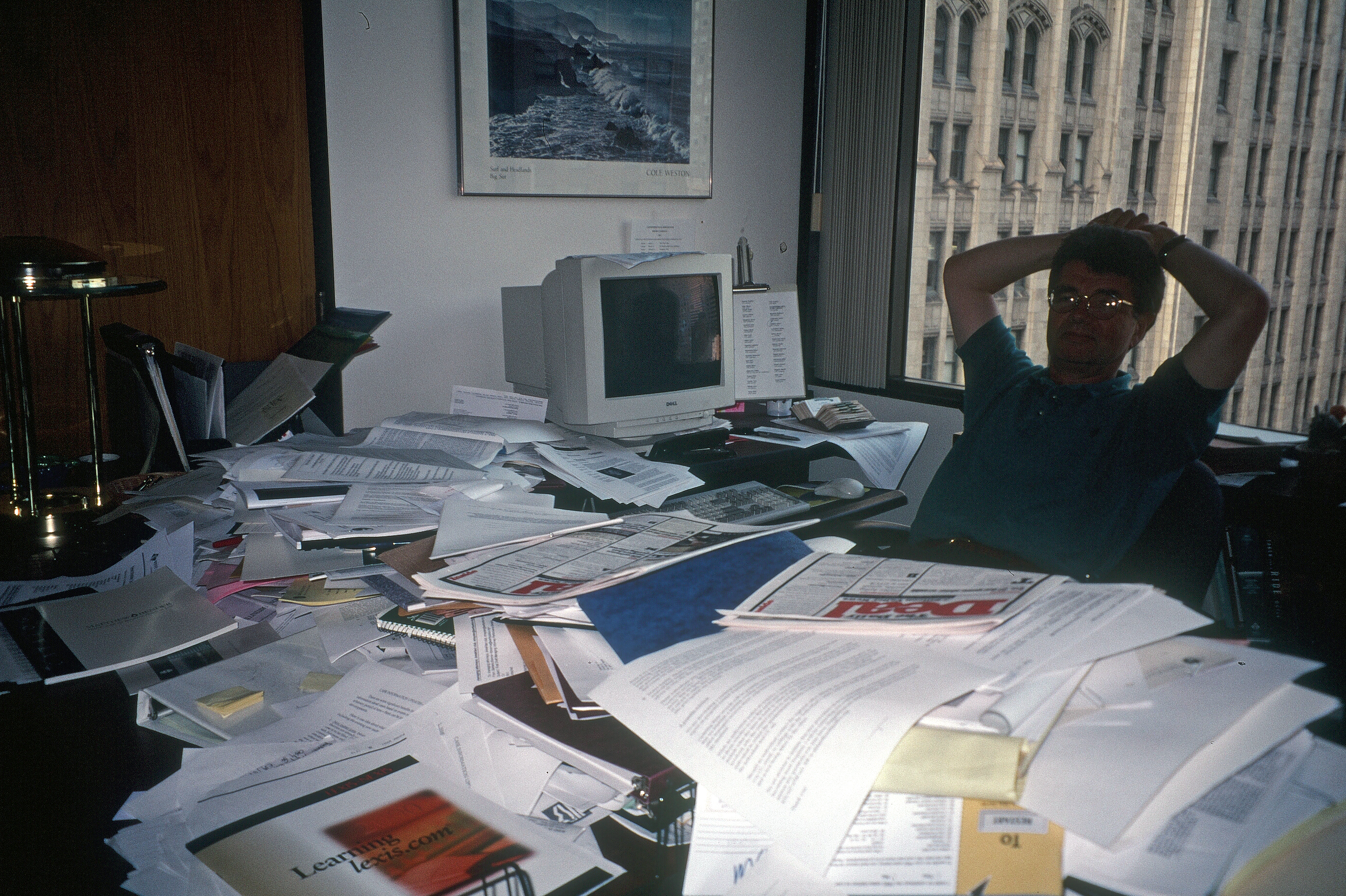 Bill Curtis and the desk pile -  scanned from Kodachrome processed May 2001.jpg