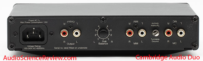Cambridge Audio Duo Phono Preamp stage MC MM back panel Review.jpg