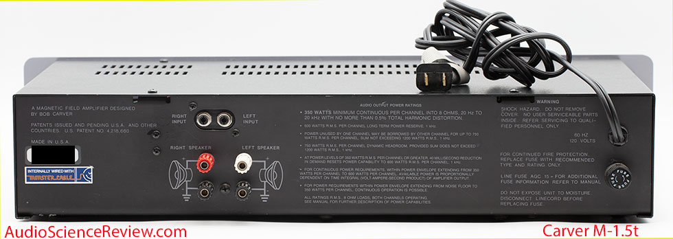 Carver M-1.5t Review Back Panel Vintage Stereo Amplifier.jpg