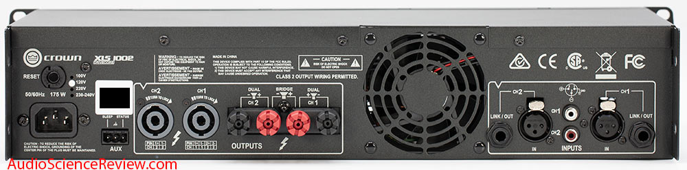 Crown XLS1002 Rackmounted Pro Amplifier stereo review back panel speakon XLR.jpg