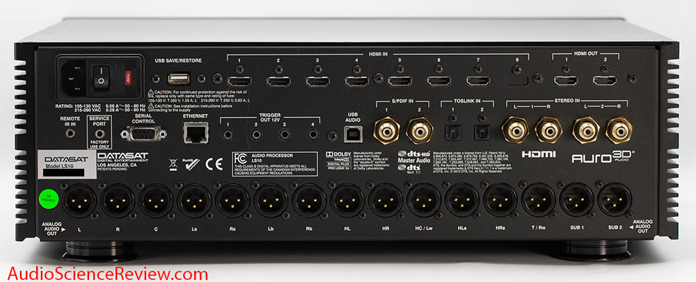 Datasat LS10 HIgh-end balanced XLR Dolby Atmos Processor surround multichannel AVP Back Panel ...jpg