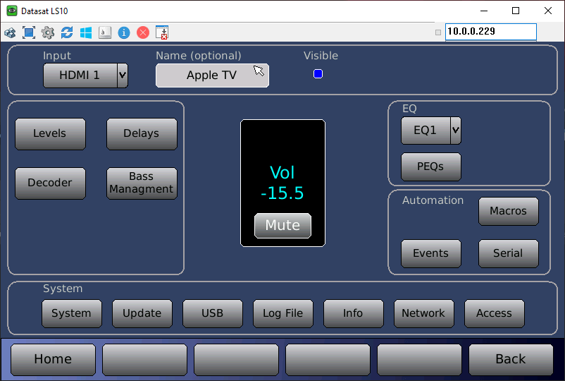 Datasat LS10 HIgh-end balanced XLR Dolby Atmos Processor VNC User Interface Audio Measurements.png