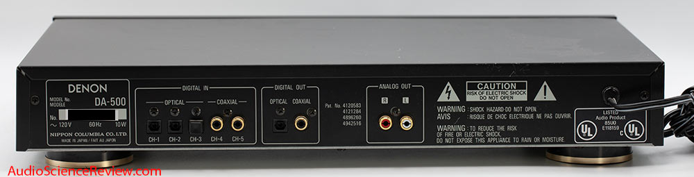 Denon DA-500 DAC Coax SPDIF Stereo back panel vintage 20 bit Review.jpg