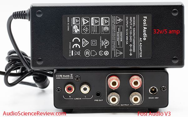 Fosi Audio V3 stereo amplifier budget back panel 32 volt power supply review.jpg