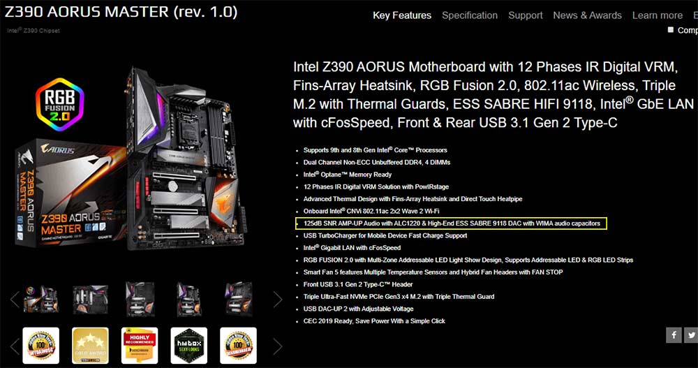 Gigabyte Z390 Aorus Master-CF Motherboard Line out Audio Review.jpg