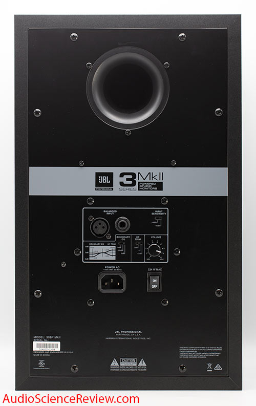 JBL 308P MkII Review Powered 8 inch Two-Way Studio Monitor Back Panel XLR Input.jpg