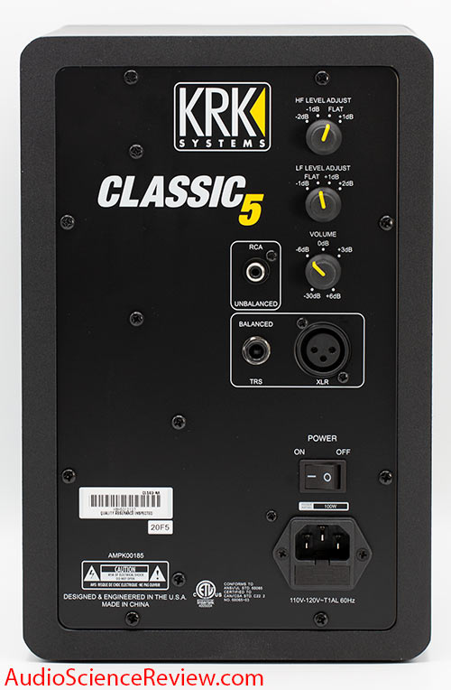 KRK Classic 5 Review Bookshelf Powered Studio Monitor back panel xlr Budget.jpg