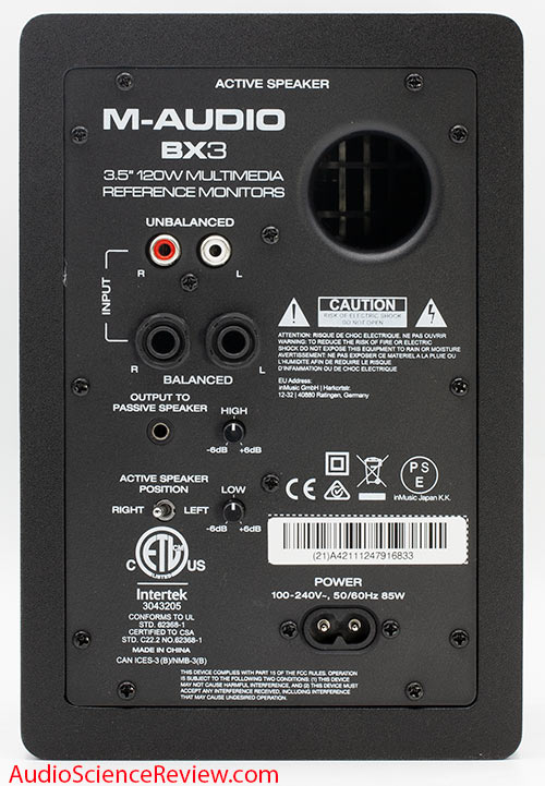 M-Audio BX3 Active Monitor Desktop Speaker back panel Review.jpg