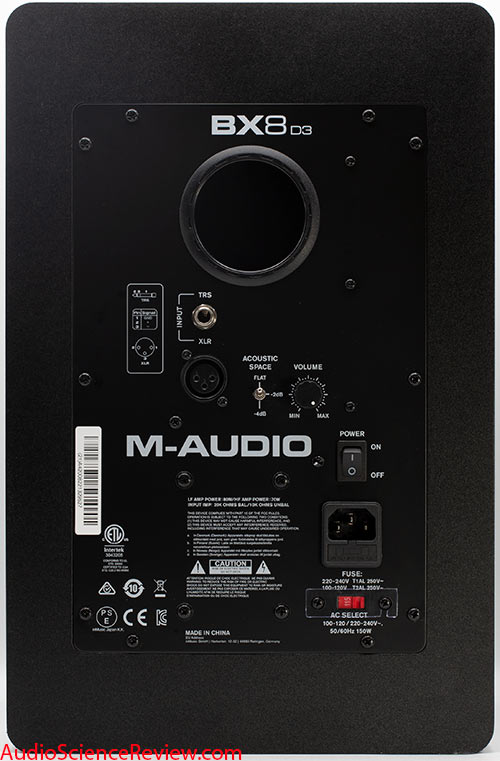 M-Audio BX8 D3 Studio Monitor Speaker Active back panel XLR Review.jpg