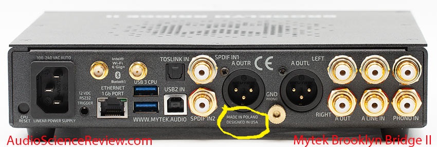 Mytek Bridge II Roon Core DAC Streamer USB balanced phono stage back panel review.jpg