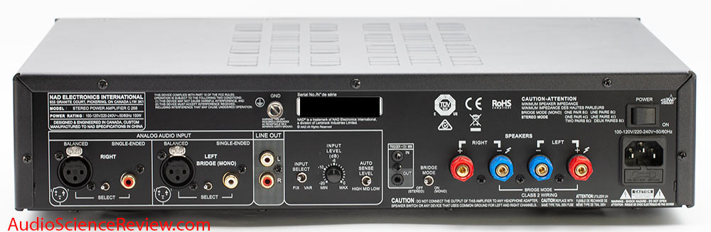 NAD C268 Hypex UcD Power Amplifier Back Panel Connectors Bridge Audio Review.jpg