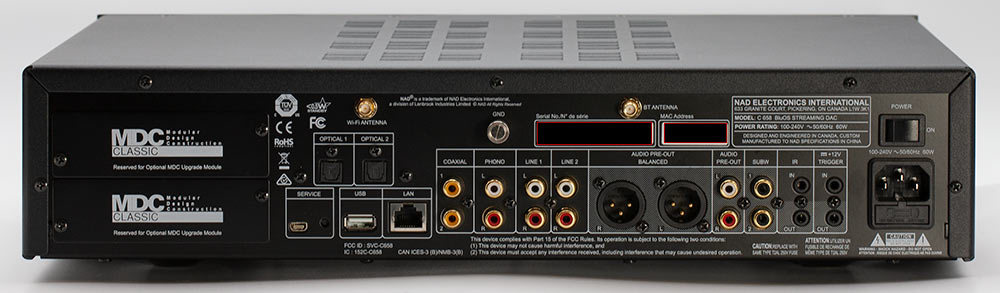 NAD C658 streaming preamplifier DAC Back Panel Connectors Inputs Audio Review.jpg