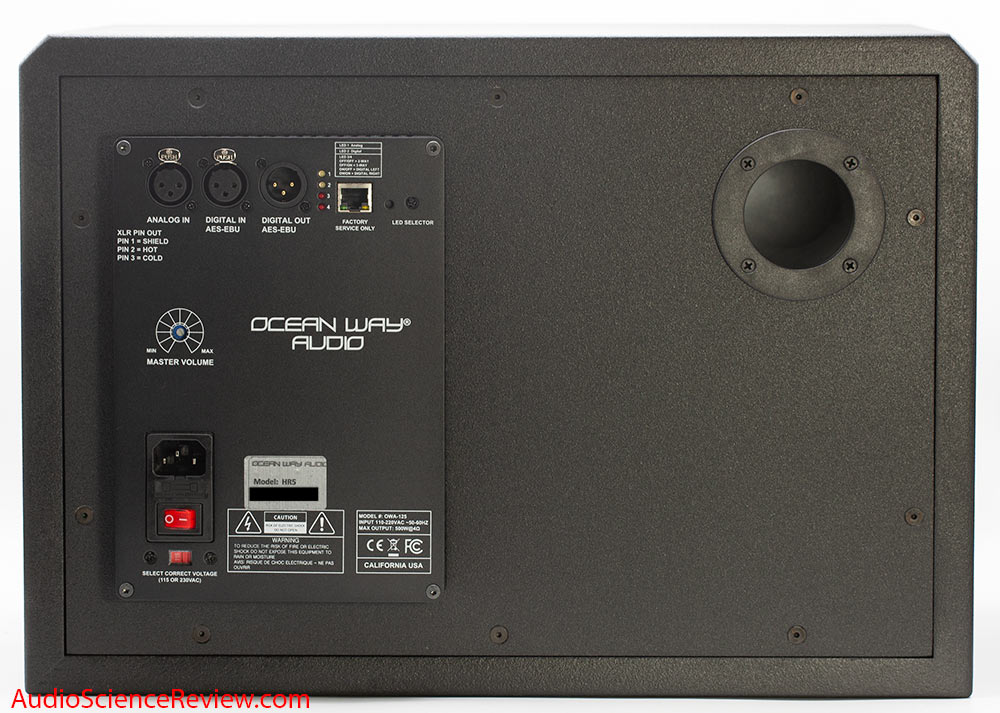 Ocean Way HR5 Studio Monitor Powered Speaker Back Panel Controls Audio Review.jpg