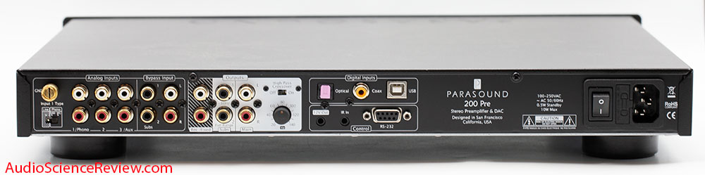 Parasound 200 Pre Review DAC back panel phono preamplifier.jpg