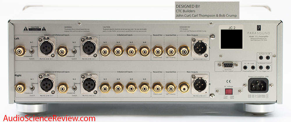 Parasound JC2 Preamplifier Balanced Back Panel XLR Audio Review.jpg