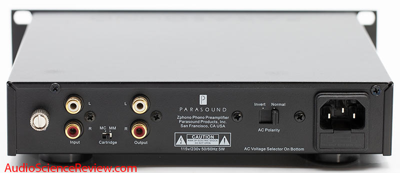 Parasound Zphono Phono Preamplifier stage MC M back panel input RCA ground AC Polarity stereo ...jpg