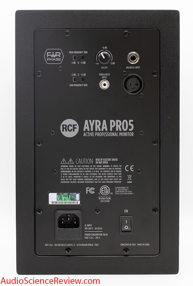 RCF AYRA PR05 Review Back Panel XLR Studio Powered Studio Monitor Budget.jpg
