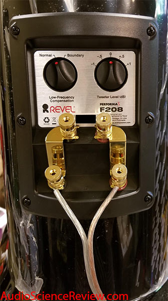 Revel F208 Tower Speaker Audio Review Back panel binding posts.jpg