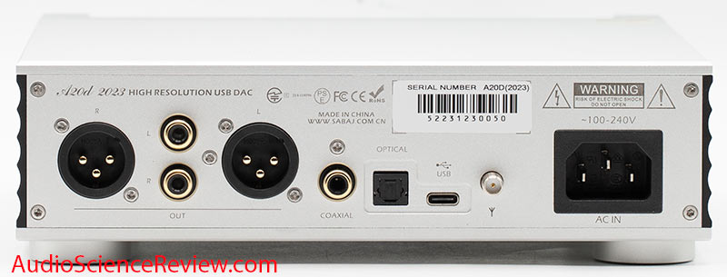 Sabaj A20d 2023 Balanced DAC stereo headphone amplifier back panel review.jpg