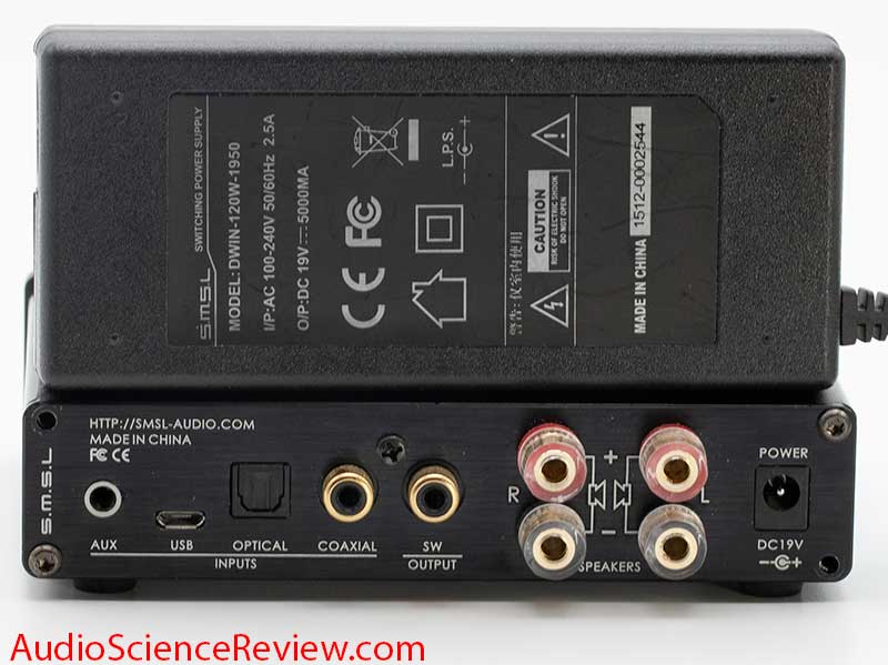 SMSL Q5 Pro USB DAC and Stereo Amplifier Back Panel Connectors Power Supply Review.jpg