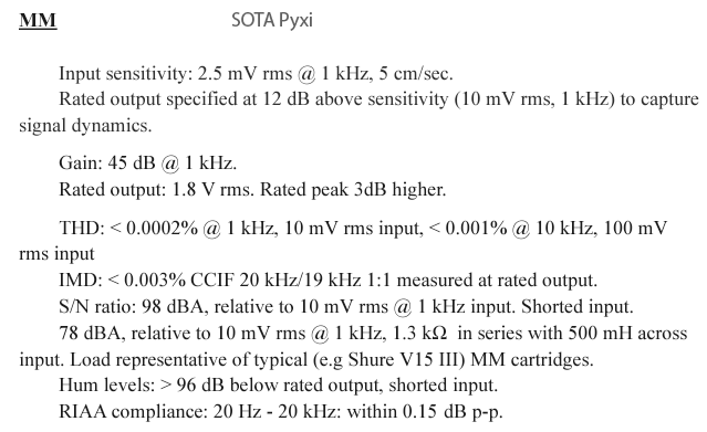 SOTA Pyxi Phono Stage Preamp MM specification.png