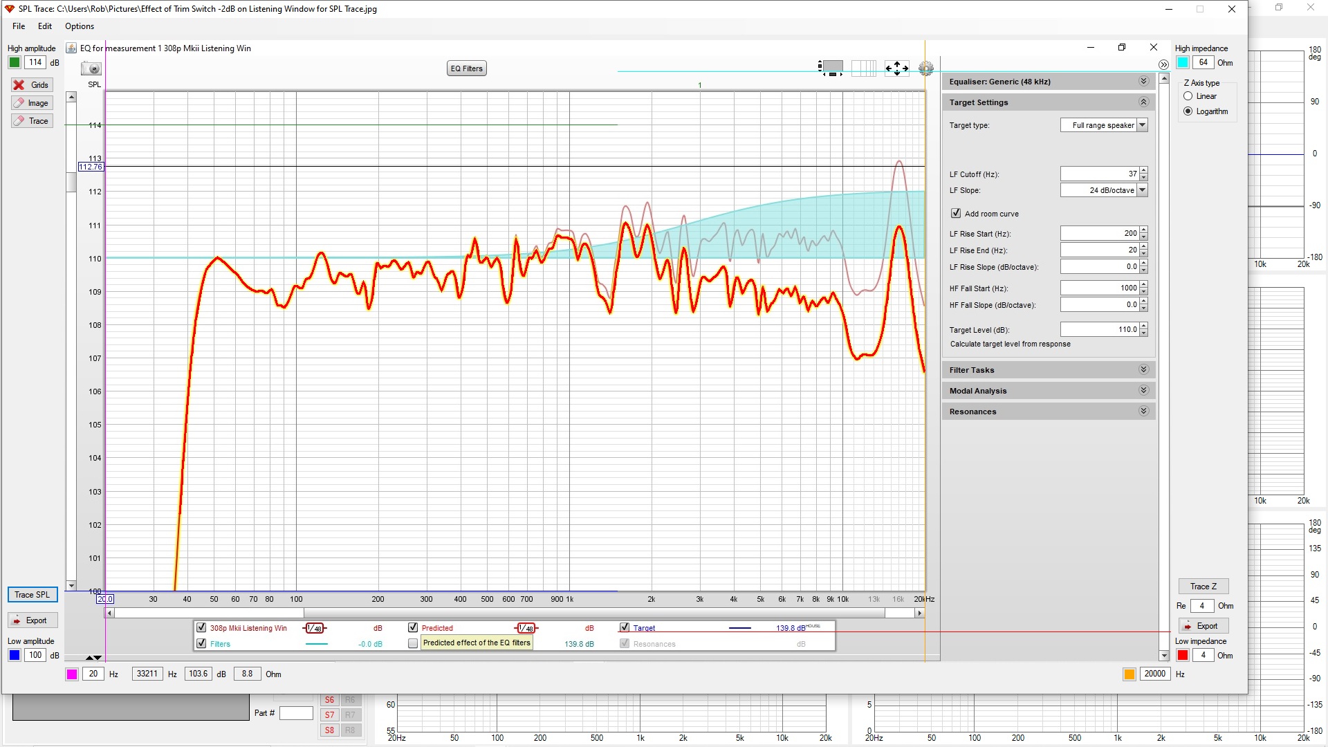 Sucessful VirtuixCAD SPL Trace of -2dB HF Trim Switch on Listening Window.jpg