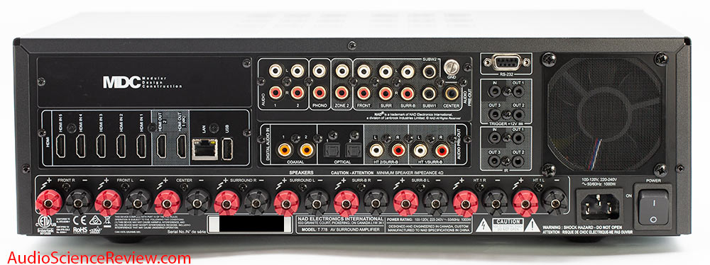 T 778 AV Surround Amplifier AVR Dolby Atmos 4K  Back Panel Inputs HDMI Pre-out Review.jpg