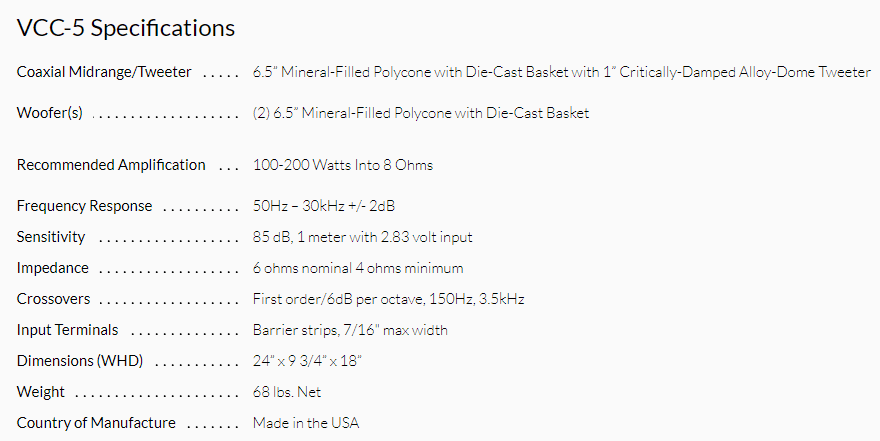 Vandersteen VCC-5 specs Center Speaker.png