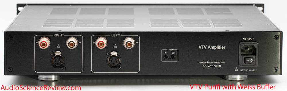 VTV AMPLIFIER Stereo Purifi Audio 1ET400A Weiss Buffer Review back panel Class D Amplifier.jpg