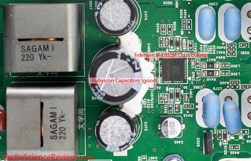 Yamaha A-U671 DAC Integrated Amplifier Analog In Audio teardown Class D Infenion IR4302M IC.jpg